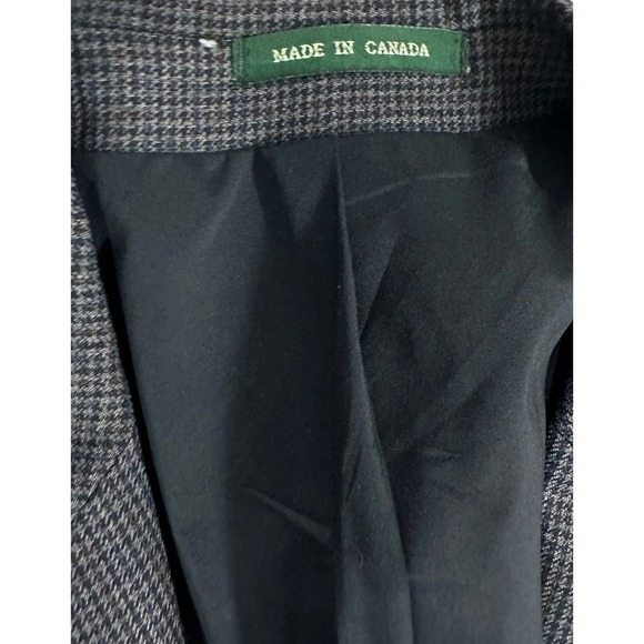 VTG Ralph Lauren Pure New Wool Sports Coat 44R Canada Blue Grey Herringbone - Picture 3 of 7